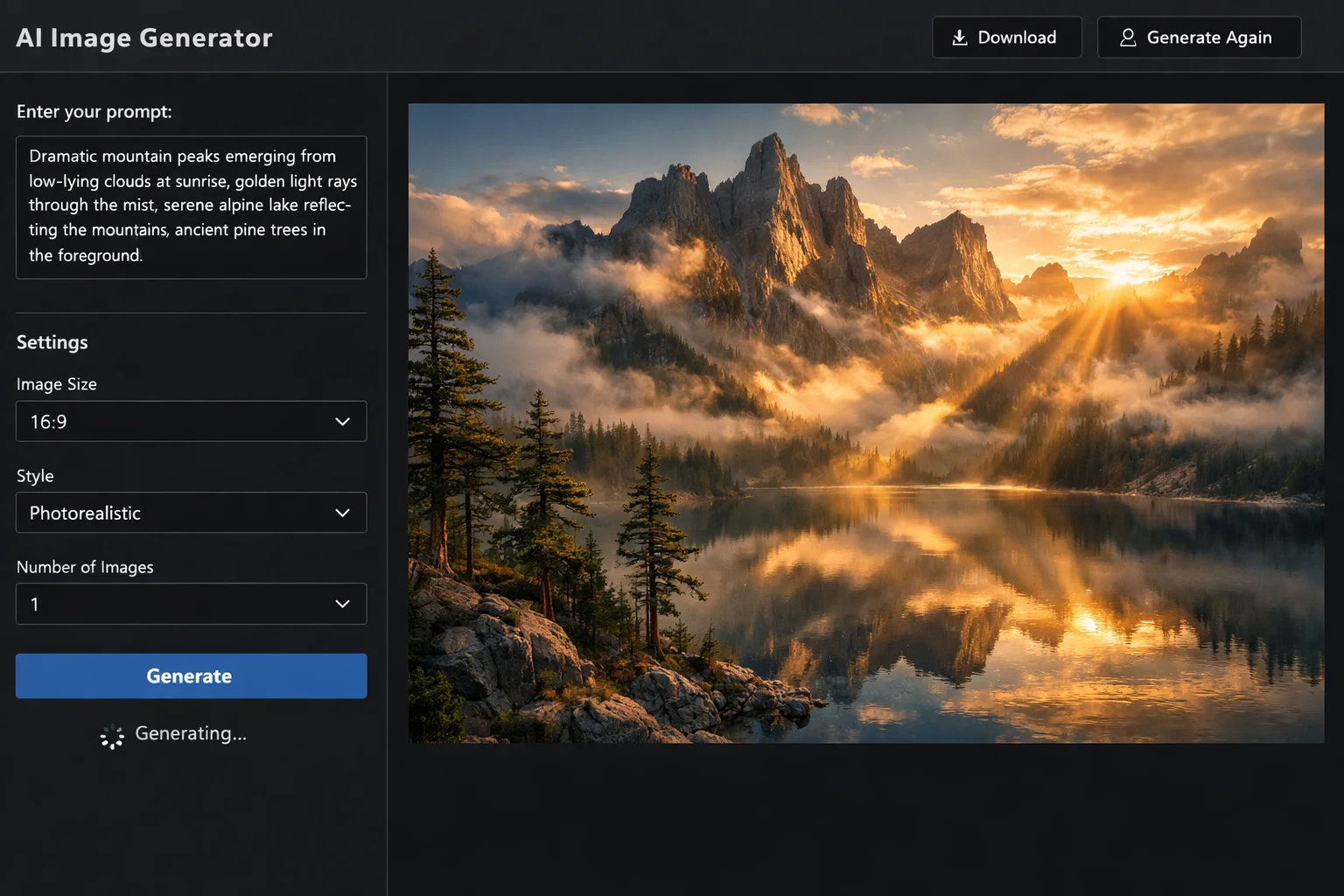 Nano Banana 2 界面展示风景生成及风格设置