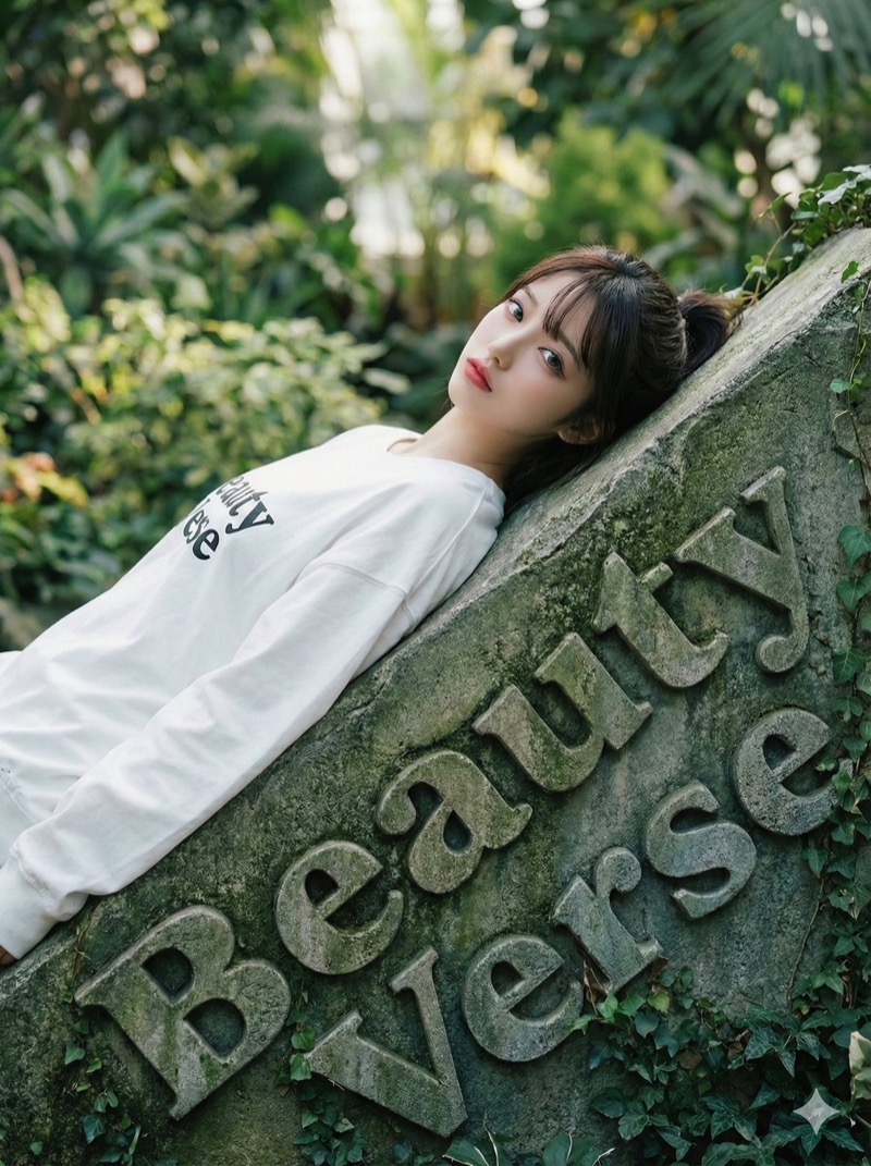 Grok Imagine 2.0 AI 生成的亚洲女性花园梦幻人像